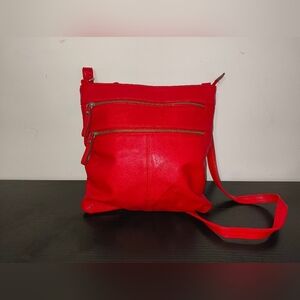 Merona Red Crossbody Bag with Adjustable Strap, Height 12", Width 11 1/2 "